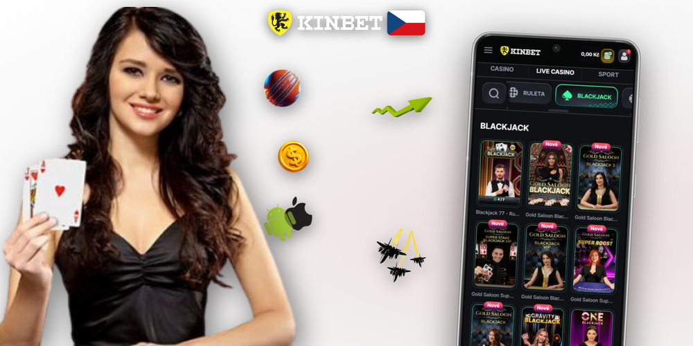 Android a iPhone vedle sebe s otevřenou Kinbet Casino aplikací pro oba systémy