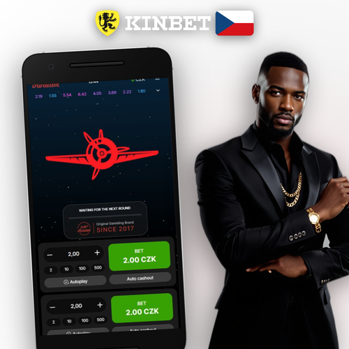 Kinbet Casino Aviator demo – červené letadlo stoupá po křivce násobitele