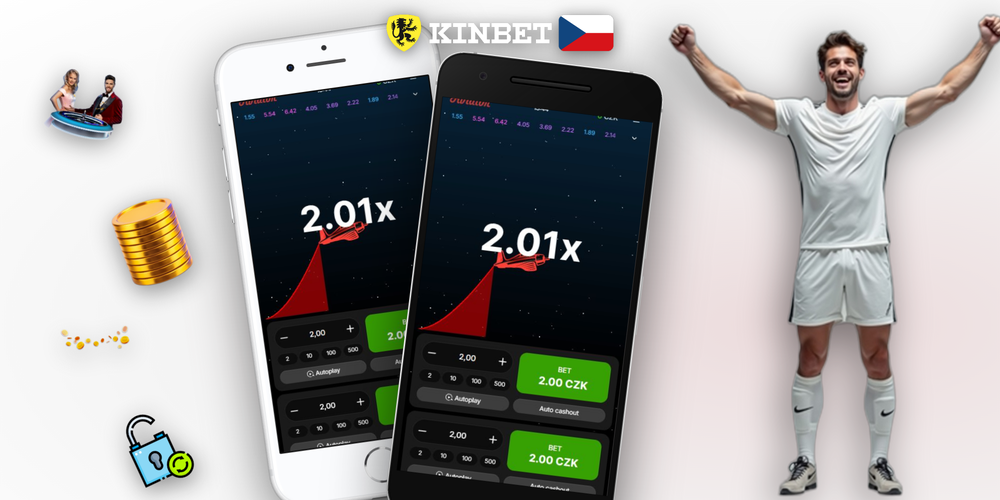 Herní obrazovka Aviator game Kinbet Casino s panely dual bet a auto-cashout