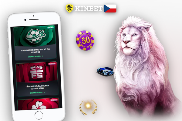 Chytrý hráč řetězí bonusy Kinbet Casino se smartphonem a tiketem na stole